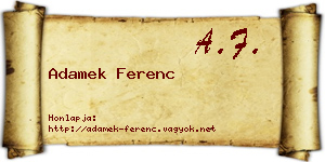 Adamek Ferenc névjegykártya