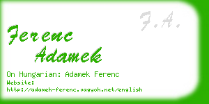 ferenc adamek business card